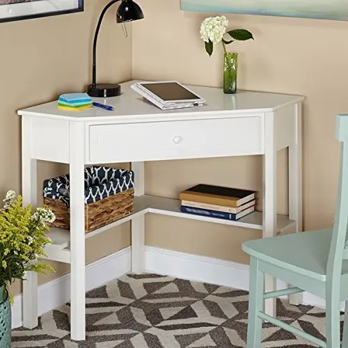 amazon corner desk used to create a home office in a small space