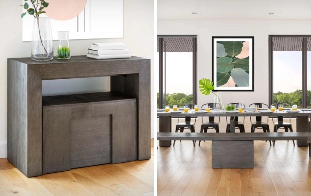 Space Saving Table Goes From Console, Extending Console Dining Table