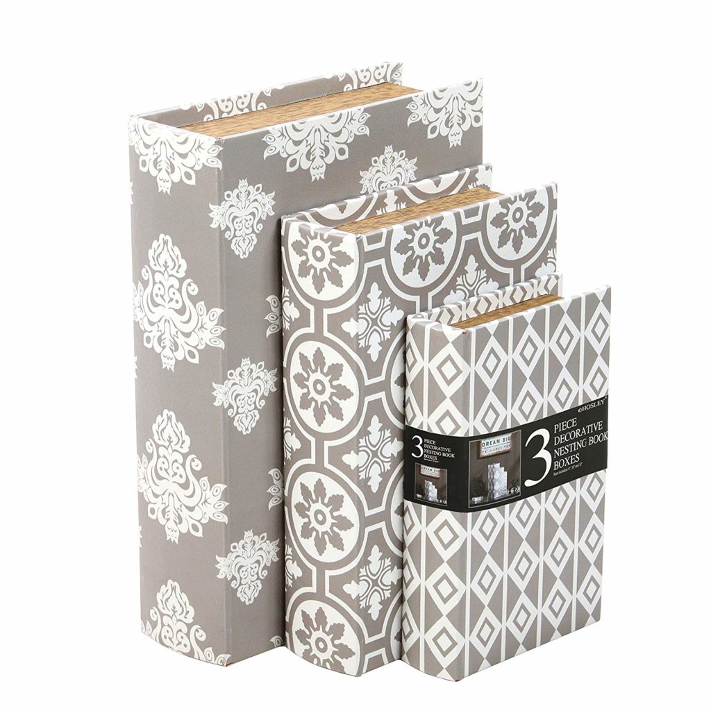 decorative storage Gray and white storage book box