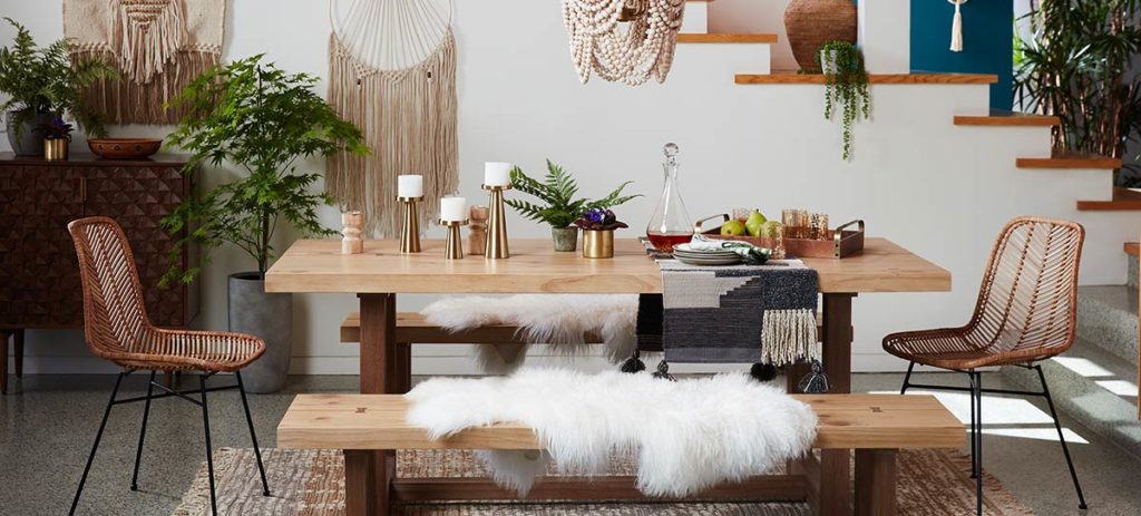 neutral boho dining room decor