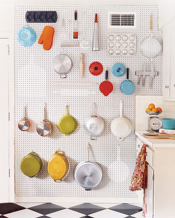 white pegboard ideas for small kitchen