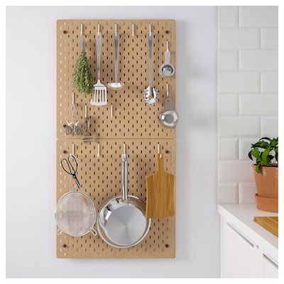 ikea wooden kitchen pegboard combination