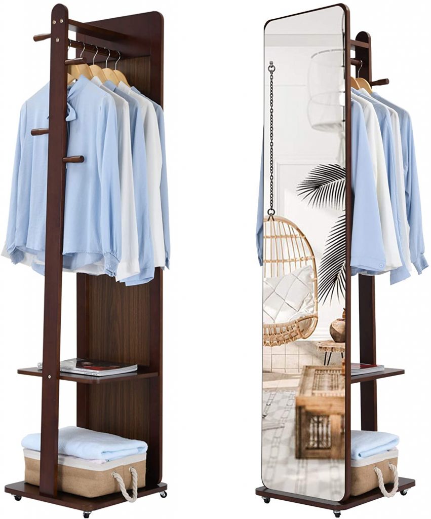 standing Mirror with shelves and hooks