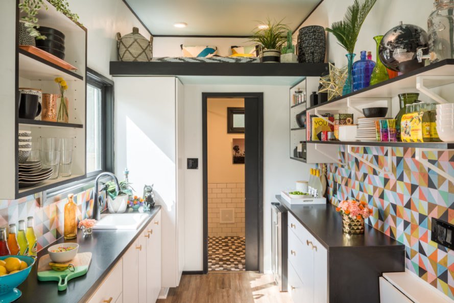 Maximalist design in tiny house kitchen