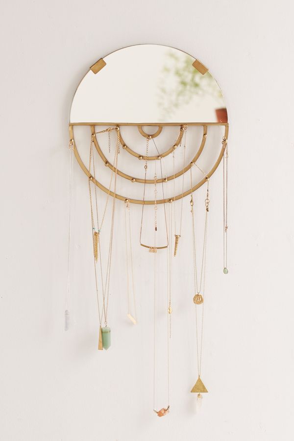 Mirror with hooks for jewelry