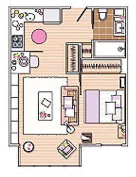  studio apartment floor plan layout