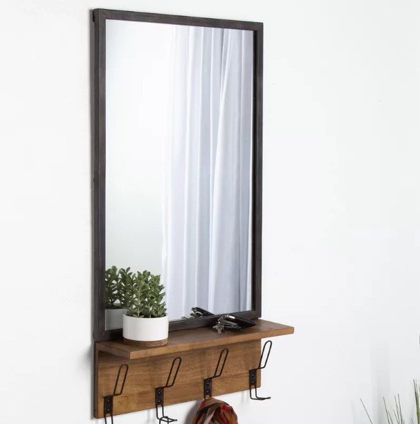 entryway mirror with shelves and hooks