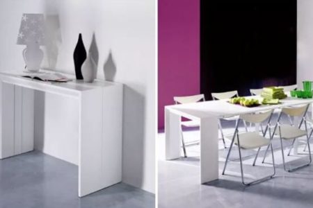 transforming console to dining table