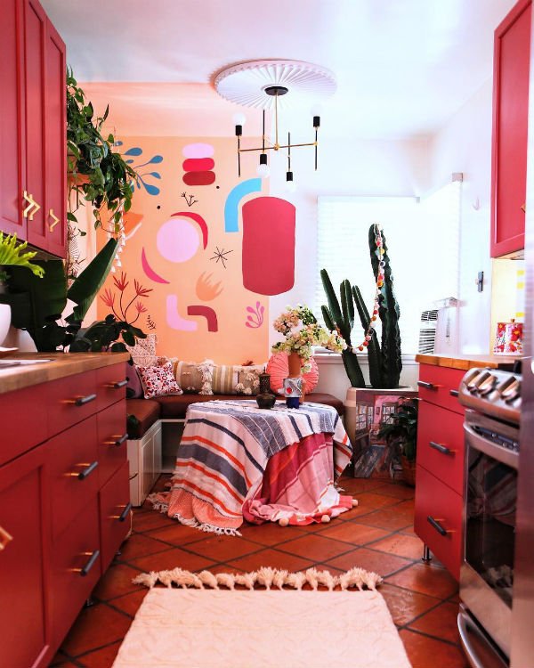 jestcafe red maximalism kitchen