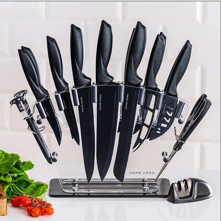 space saving knife set and holder