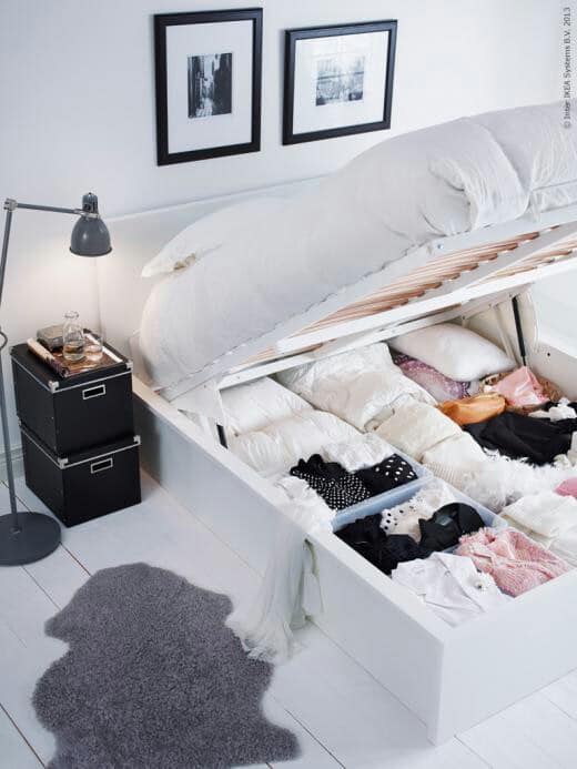 Pop up bed with storage underneath