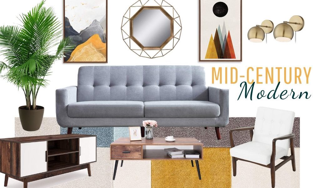 Mid Century Modern Living Room Decor Design Board - Mid Century Modern Home Decor Ideas
