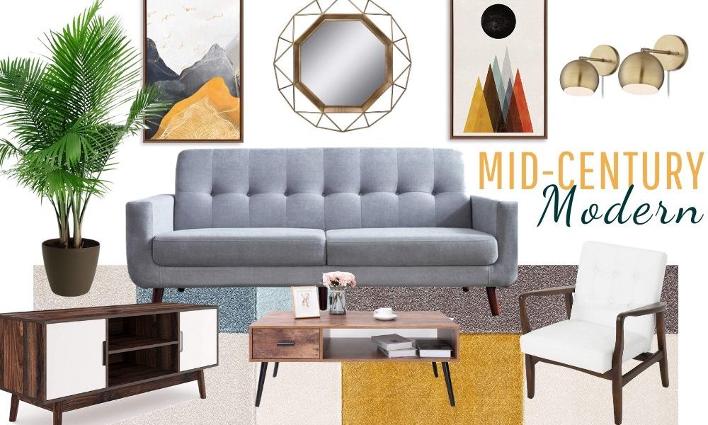 Mid Century Modern Living Room Decor Design Board