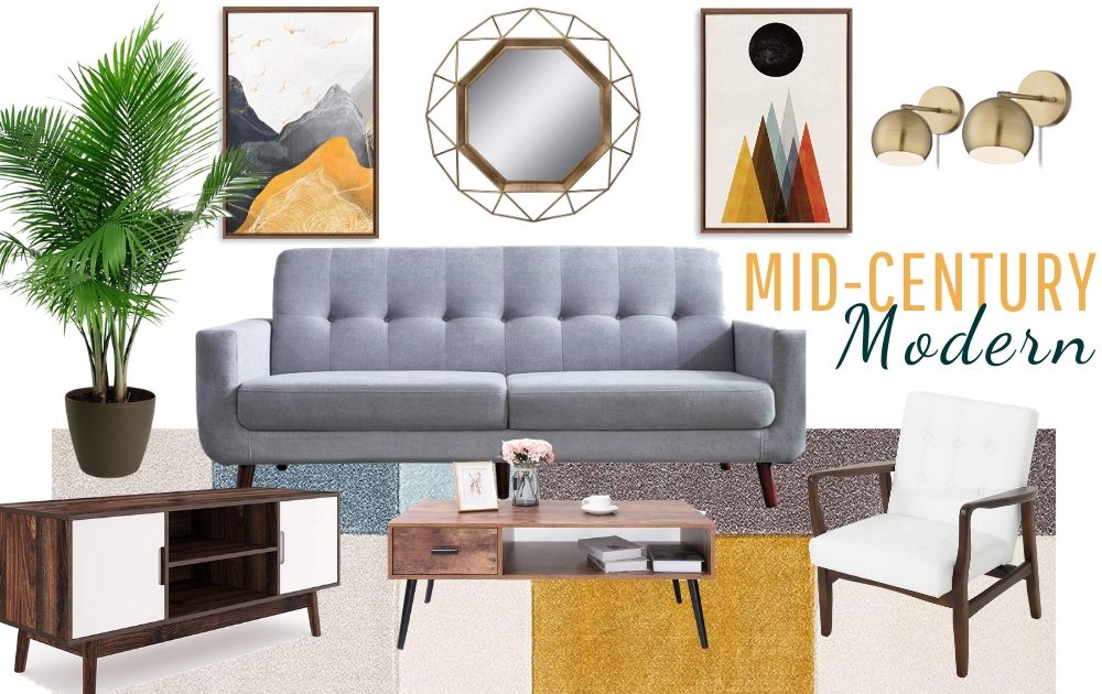 Mid Century Modern Living Room Decor Design Board