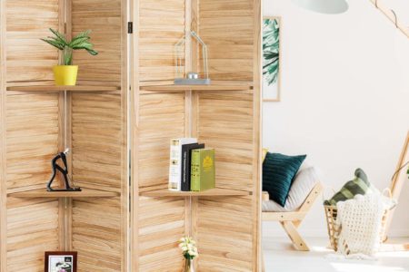 wood folding room divider screens with shelves