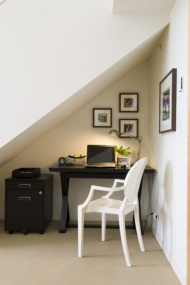 small office nook under the stairs