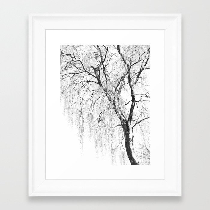 White snow tree Framed Art Print