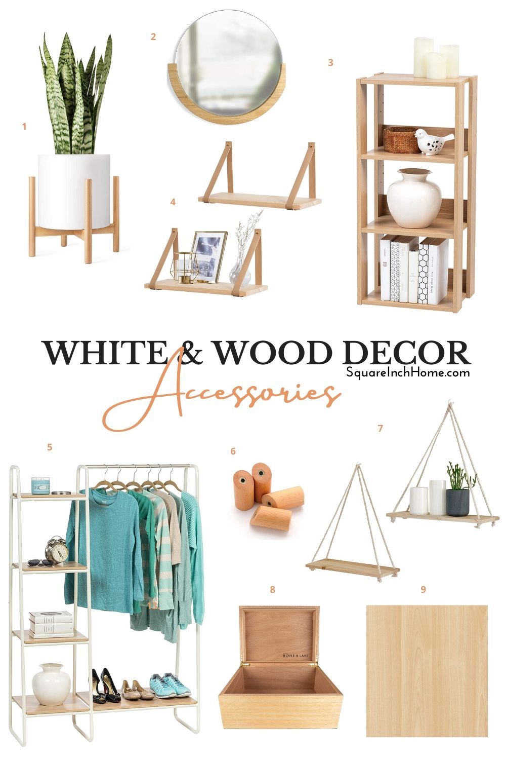 white and wood decor accessories