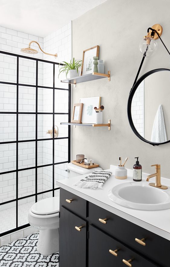 small modern black and white bathroom decor 