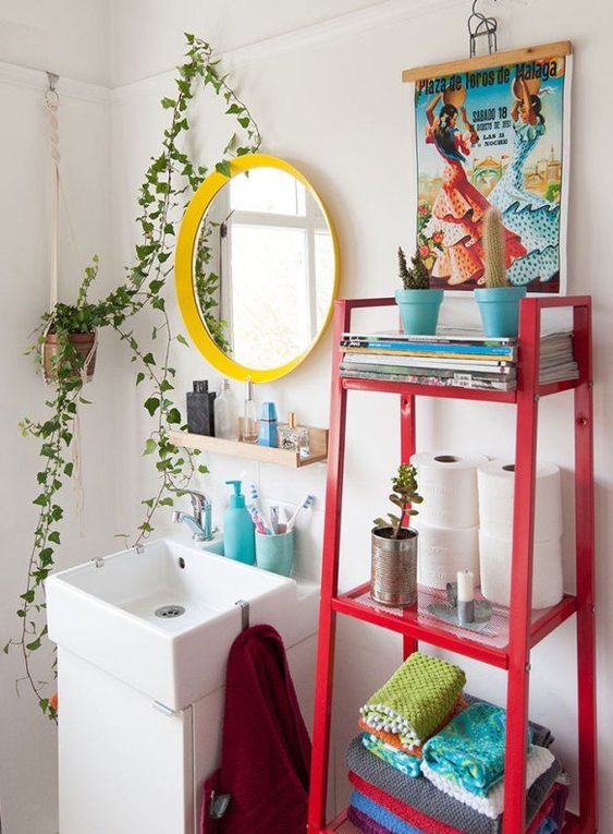 colorful bohemian bathroom decor