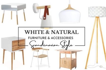 white and wood furniture and decor accessories
