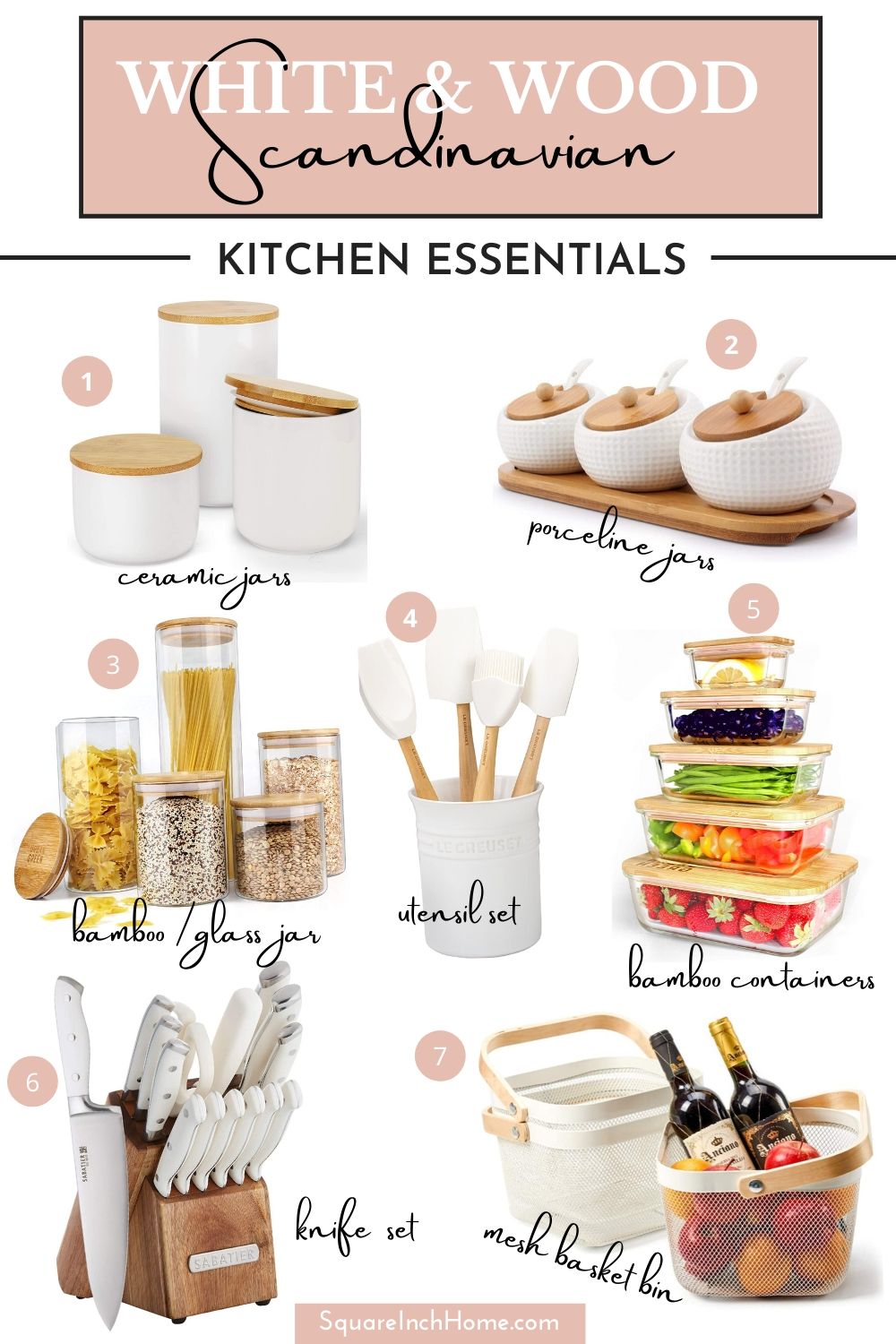 white and wood kitchen essentials