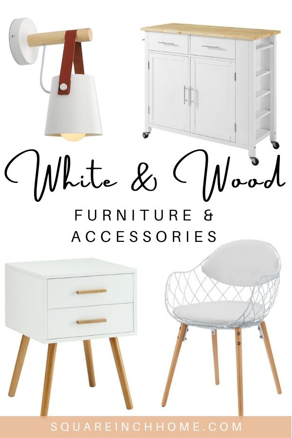 white and wood furniture and accessories