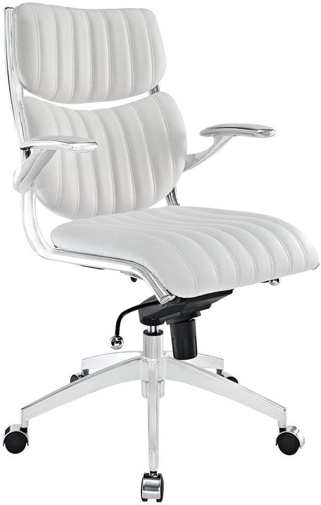 White & acrylic Faux Leather Ergonomic Office Chair 