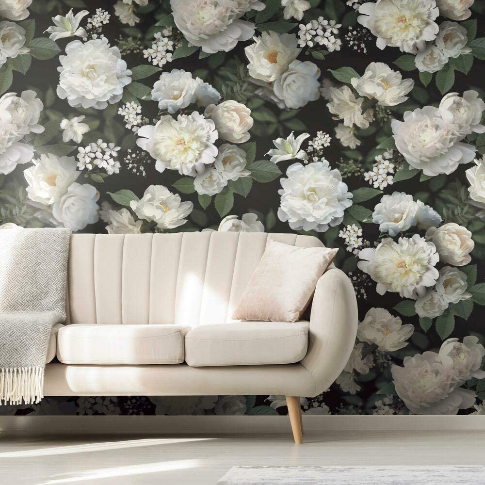 large dark floral removable wallpaper