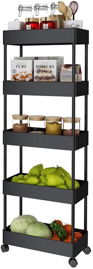 space saving 5 tier rolling kitchen storage cart