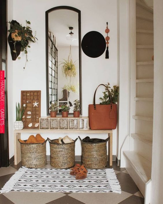 small apartment entryway decor with plants