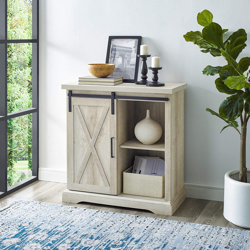 Farmhouse barn door storage cabinet