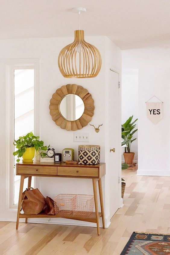 boho small apartment entryway