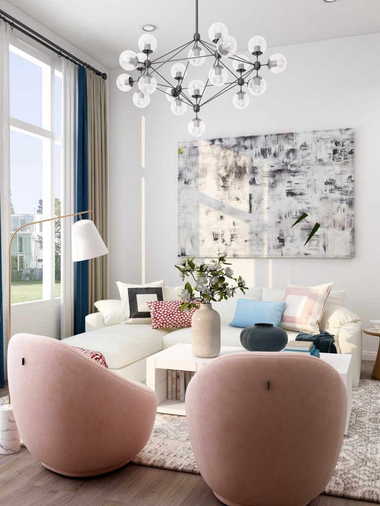 feminine, chic living room decor