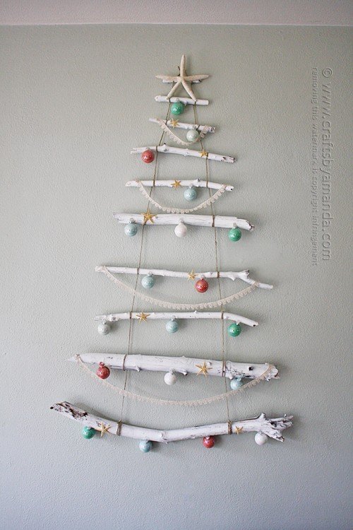 drift wood alternative christmas tree for small spaces