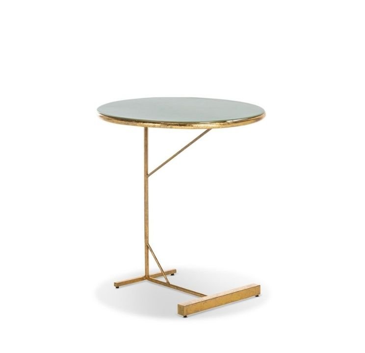 gold and glass slide under accent table
