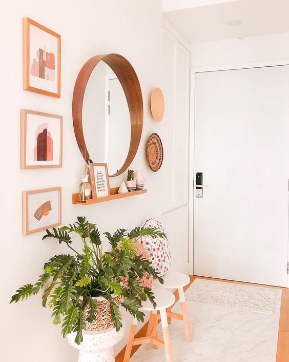 neutral apartment entryway decor