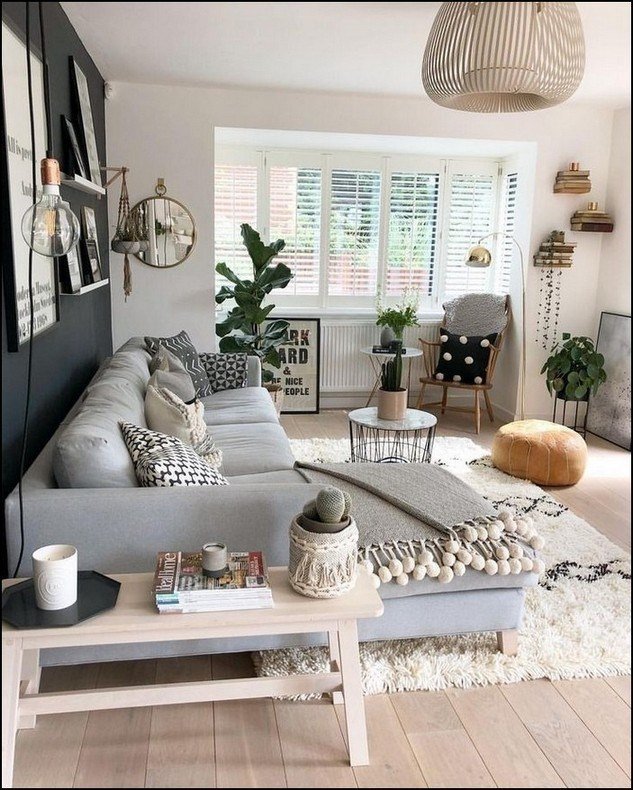 Black and gray living room decor