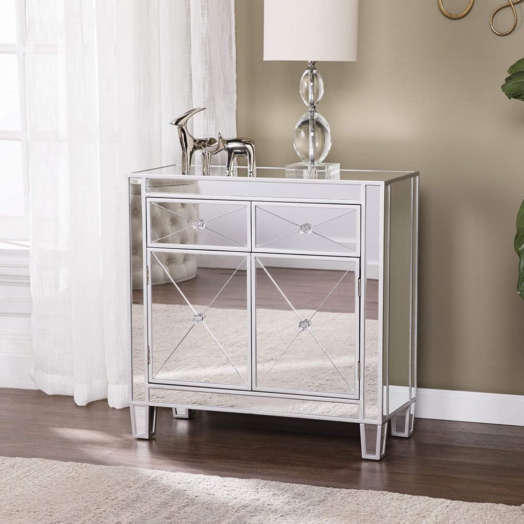 small mirrored storage cabinet