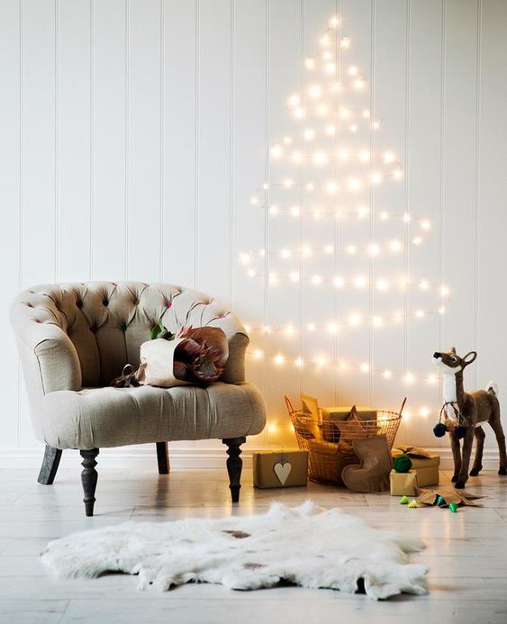 string lights christmas tree for small spaces