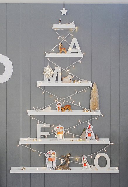 floating shelf alternative christmas tree for small spaces