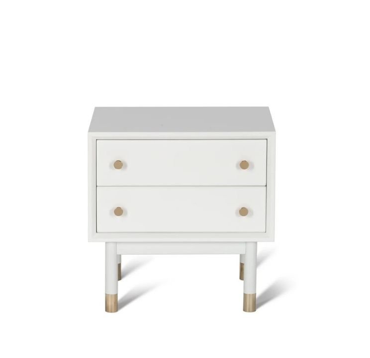 white and gold nightstand