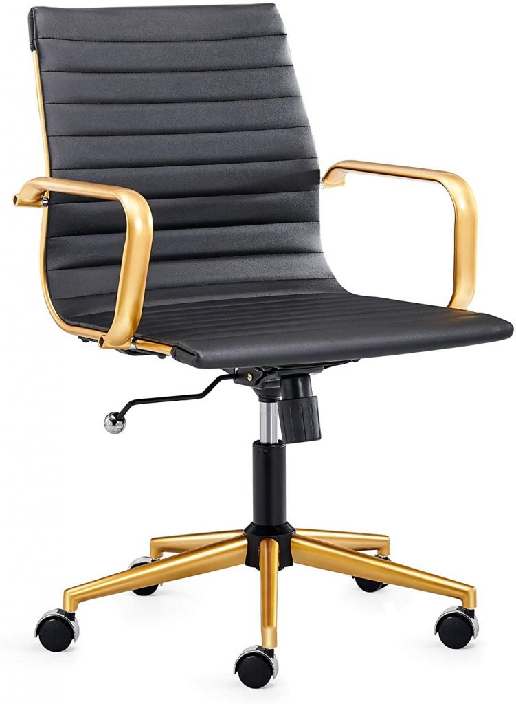 black and gold leather office chair