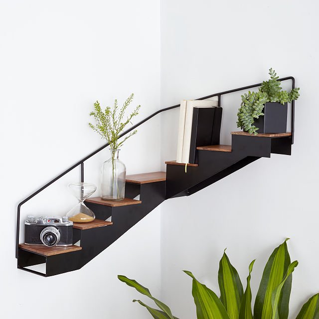 staircase corner wall shelf