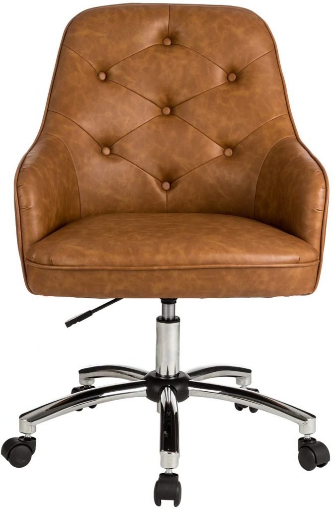 Brown Leather Ergonomic Desk Chair