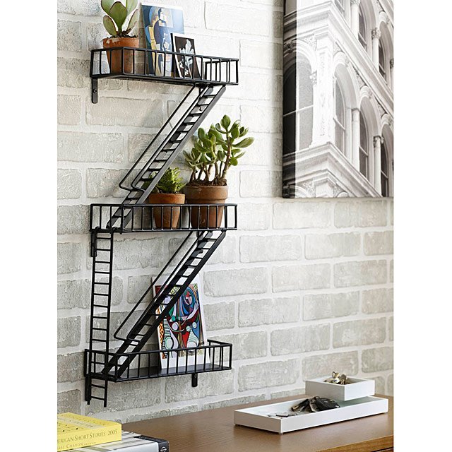 decorative fire escape wall shelf