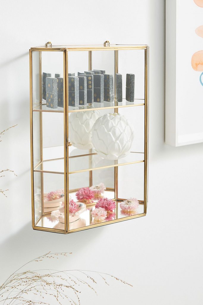 Gold & glass wall cabinet