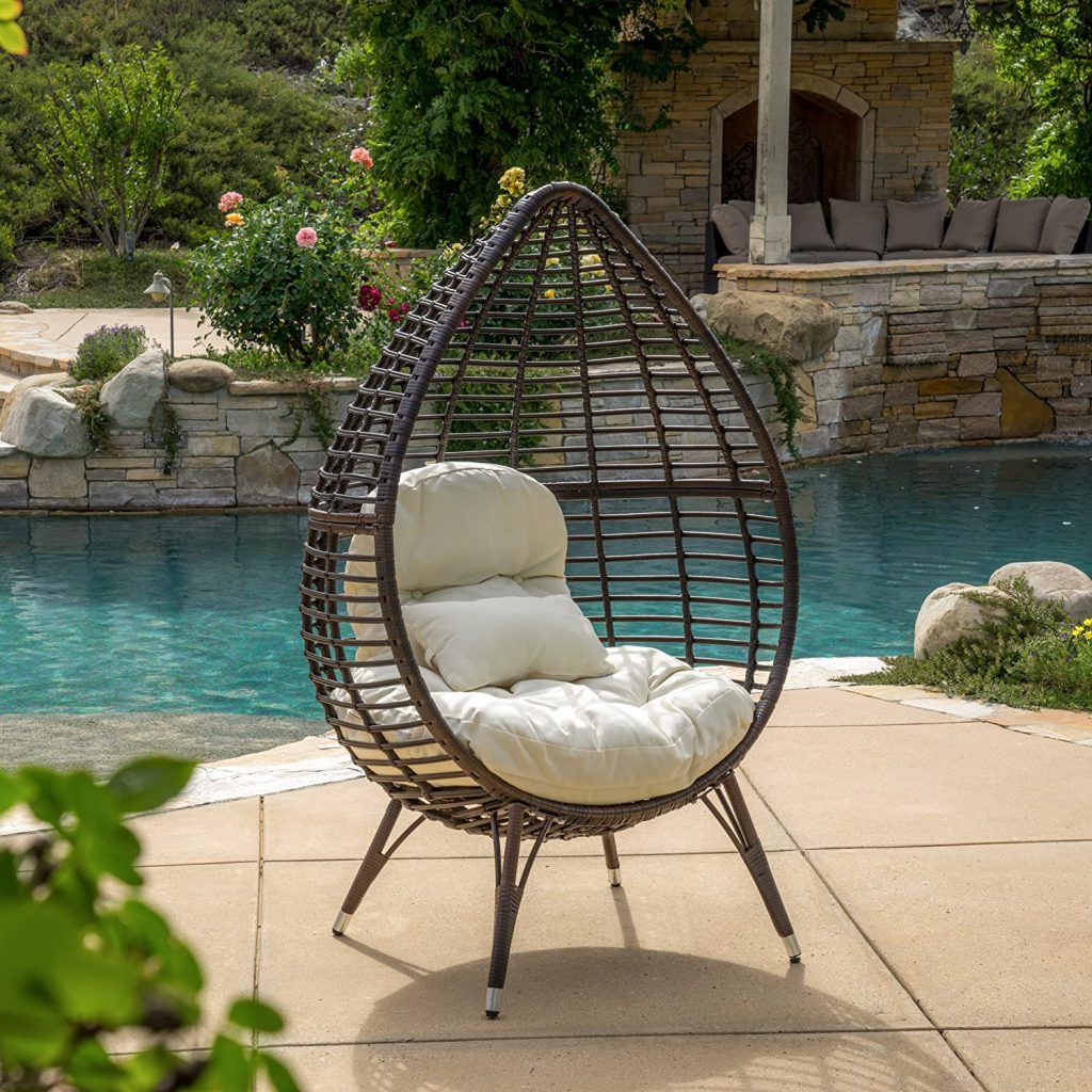 black outdoor patio egg chair