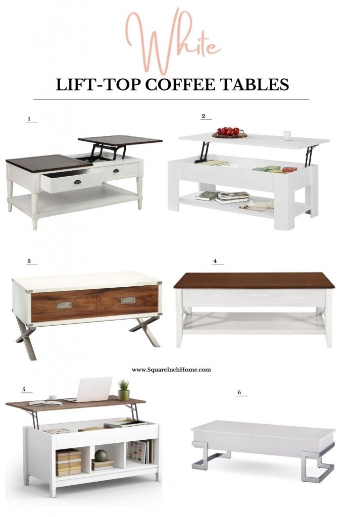 white lift top coffee table with storage