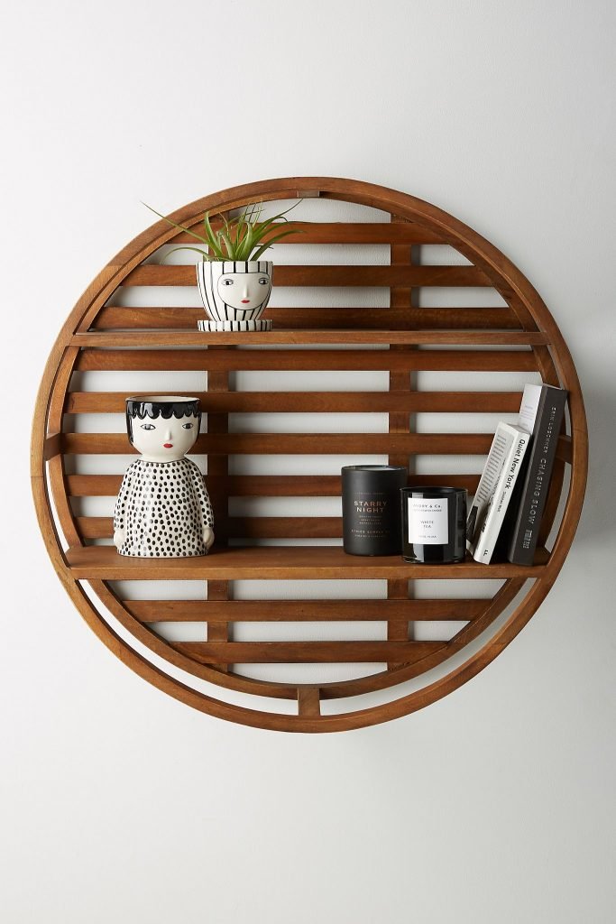 wooden wheel wall shelf storage